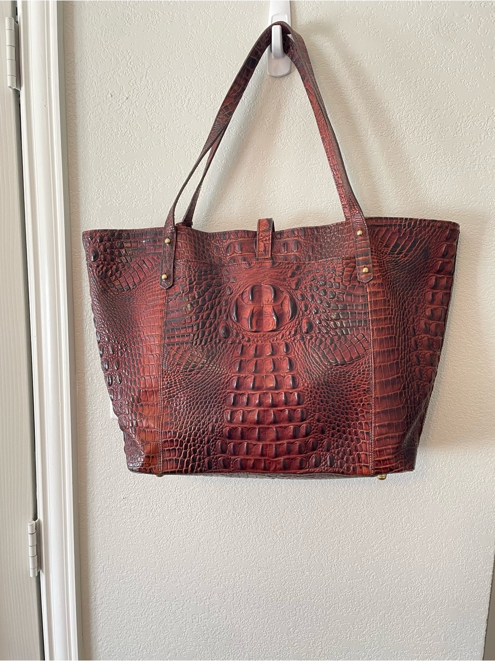 Brahmin Large Pecan Croc-Embossed Leather Tote - Picture 2 of 5